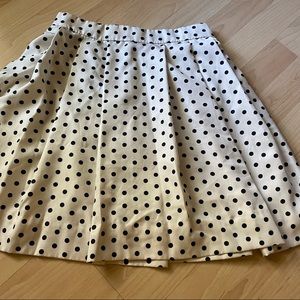 J. Crew pleated cream and black polka dot classic preppy mini skirt